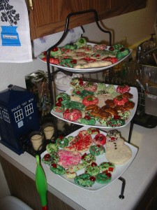 Tower of Christmas cookies. Huzzah!